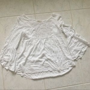 White Bell Sleeve Open Arm Top